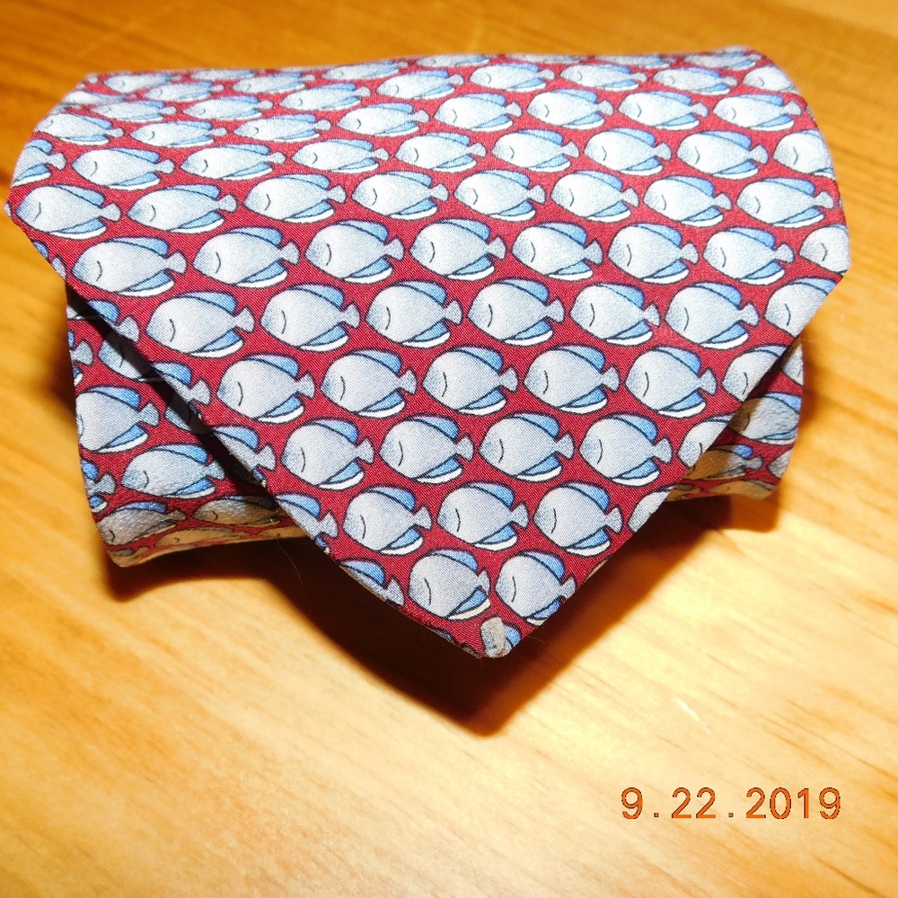 MENS FISH NECKTIE  100% SILK Ties to Nature EUC